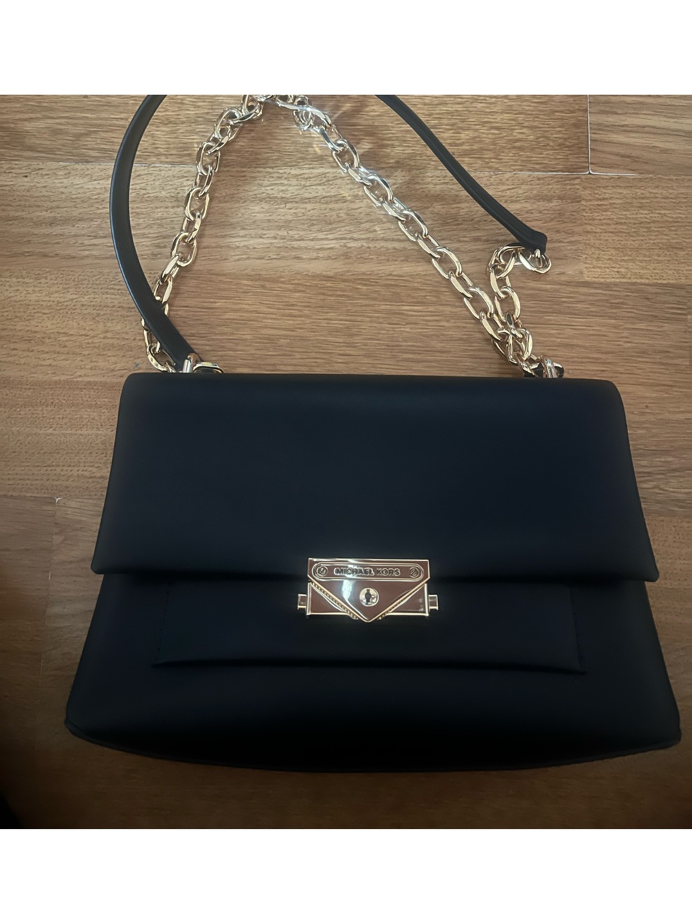 Michael Kors Black Shoulder Bag with Gold Chain and Clasp